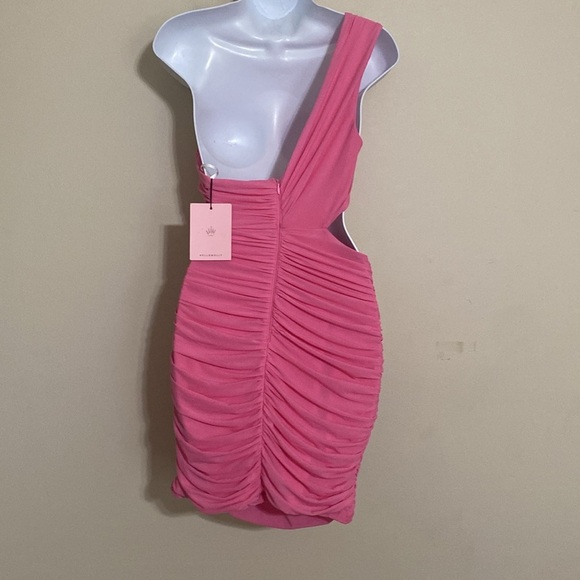 Hello Molly Vibrant Pink One-Shoulder Dress Cutout rushed by omen 6 event Y2K - Picture 6 of 15